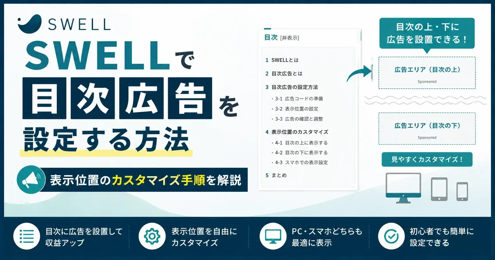 SWELLで目次広告を設定する方法と表示位置カスタマイズの手順を解説