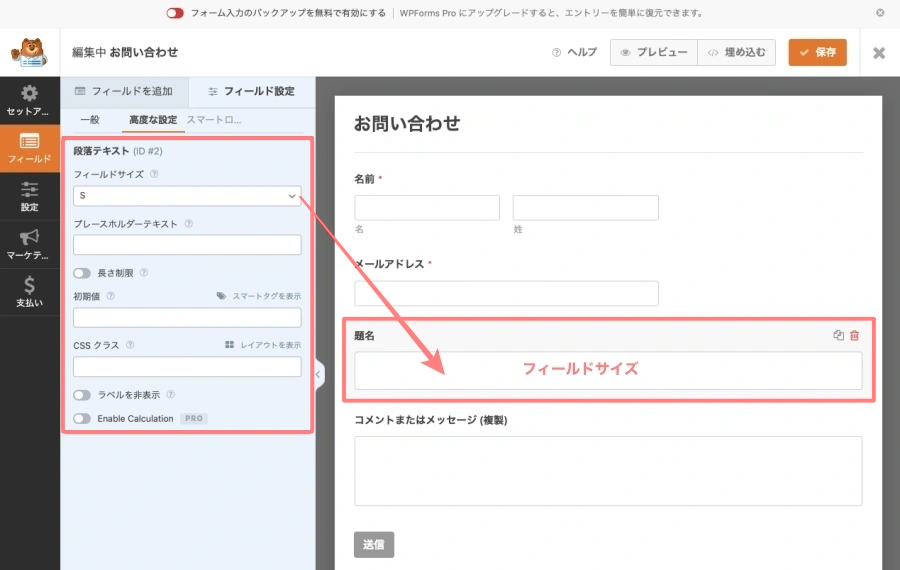 2513-12|WpForms|フィールド設定タブ|高度な設定タブ