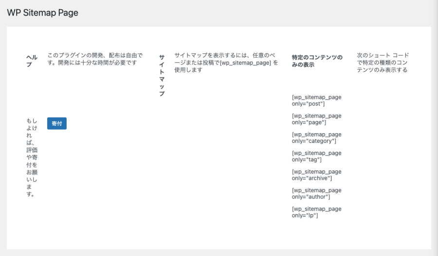 2515-8a|WordPress管理|ダッシュボード|設定|WP Sitemap page